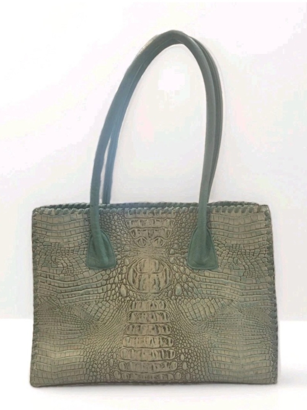Juan Antonio Crocodile Turquoise Leather Purse Tote Bag Large
